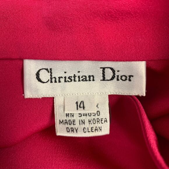 CHRISTIAN DIOR Size 14 Pink Fuchsia Silk Padded Dress Top - Picture 4 of 6